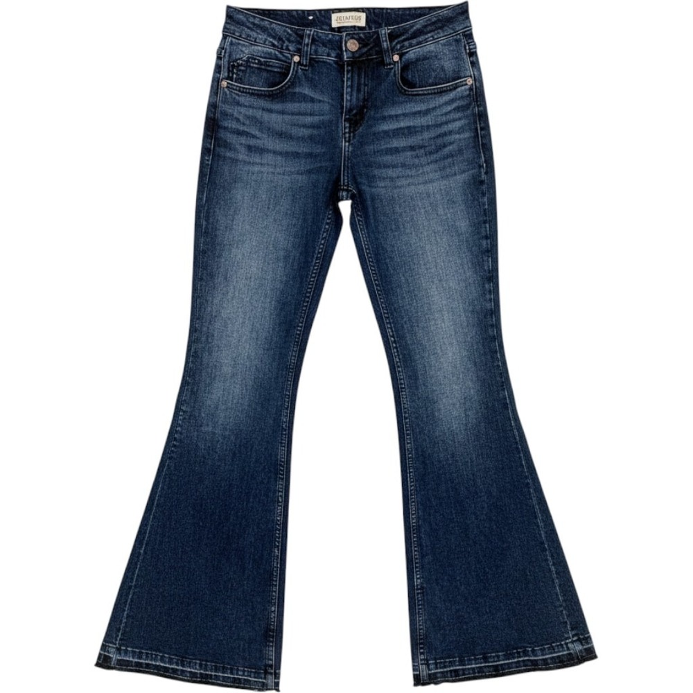 Shyanne Flare Jeans Womens 27 Dark Wash Western Boho Raw Hem Denim‎